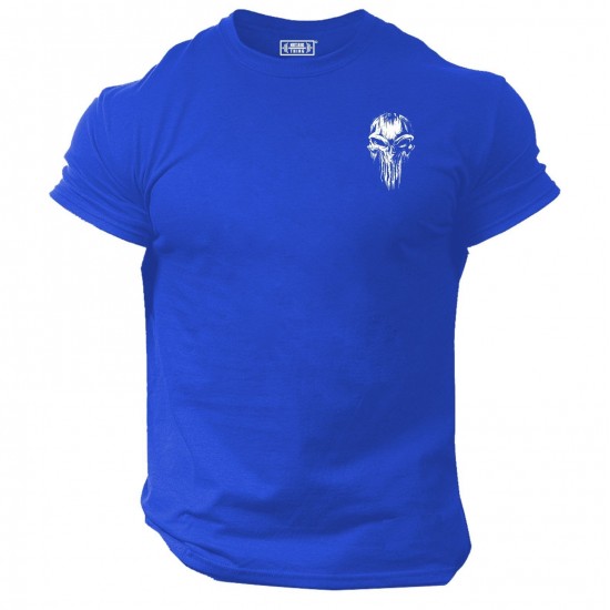 Skull T Shirt Pocket Gym Clothing Bodybuilding Training Workout Exercise MMA Top