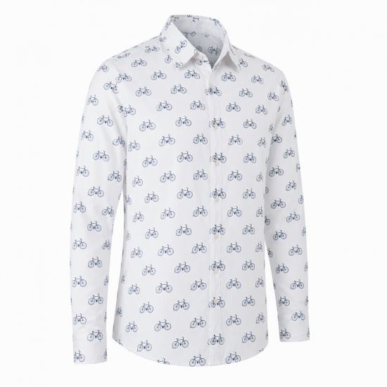 Designer Clothing Bicycle Shirt New Mens Pure Cotton Casual Long Sleeve Buttons