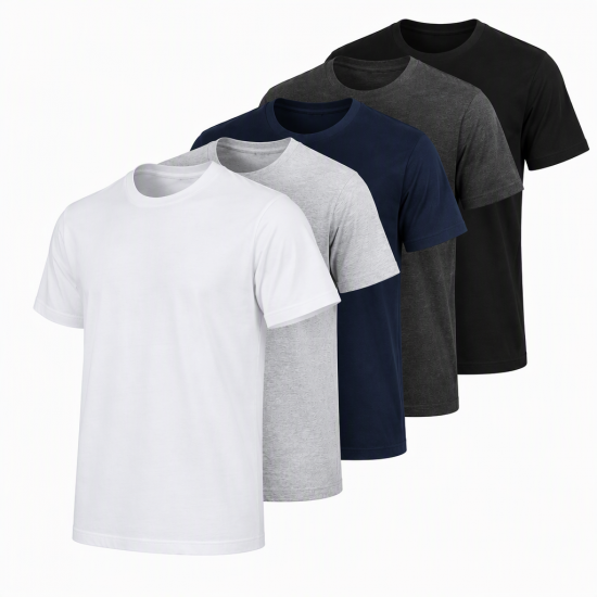 Mens Plain T-Shirts Multipack 5 Pack 100% Cotton Blank Short Sleeve New Tee Gym