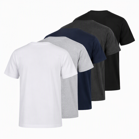 Mens Plain T-Shirts Multipack 5 Pack 100% Cotton Blank Short Sleeve New Tee Gym