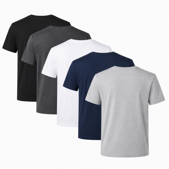 Men's T-Shirt 5 PACK Cotton Plain Short Sleeve Crew Neck T-shirt Regular Fit tee