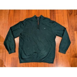 Crew Clothing Company Men's Quarter Zip Jumper Dark Green, Size XXL 2XL