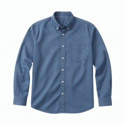 Crew Clothing Men’s Blue Herringbone Soft Cotton Button-Down Shirt 49” chest XXL