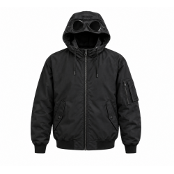 Mens Killjoy Goggle Jacket Hooded Blk Bomber Streetwear Coat Zipper Lightweight