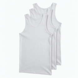 3 Pack Men Vests White Cotton Plain Top Summer Training Gym Athletic Tank