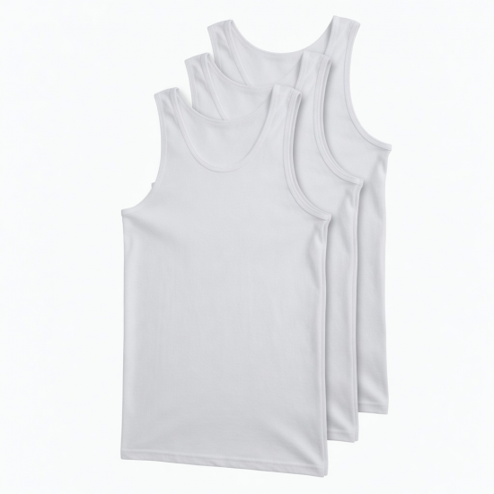 3 Pack Men Vests White Cotton Plain Top Summer Training Gym Athletic Tank