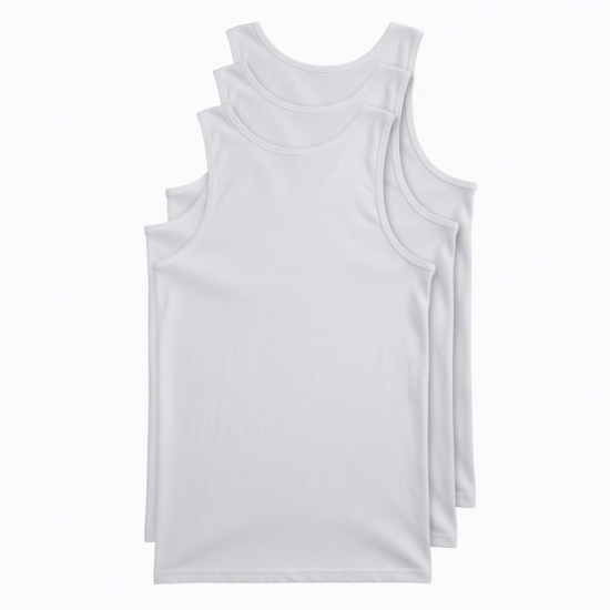 3 Pack Men Vests White Cotton Plain Top Summer Training Gym Athletic Tank