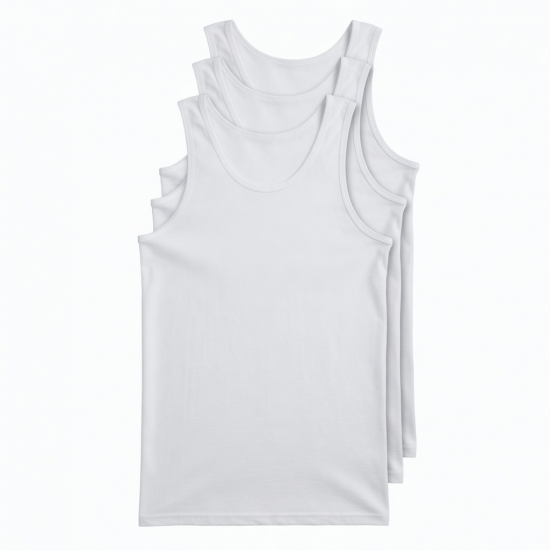 3 Pack Men Vests White Cotton Plain Top Summer Training Gym Athletic Tank