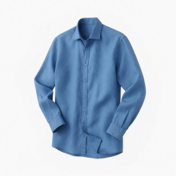 Crew Clothing Blue Linen Relaxed Fit Long Sleeve Shirt Size M