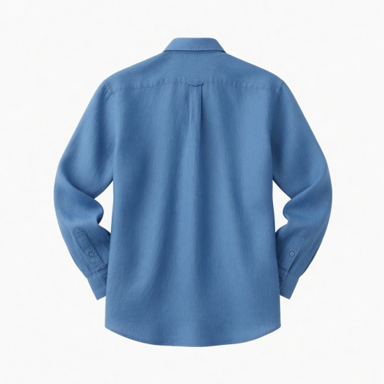 Crew Clothing Blue Linen Relaxed Fit Long Sleeve Shirt Size M