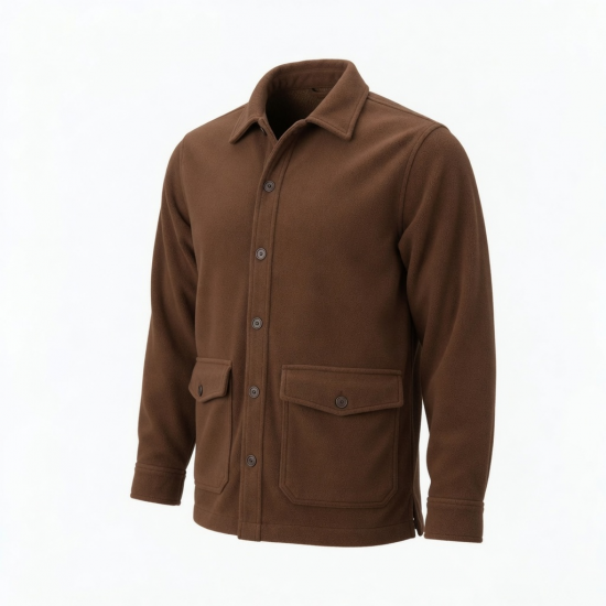 BC Clothing Co. Brown Fleece Button Front Jacket Collared Pockets Mens L