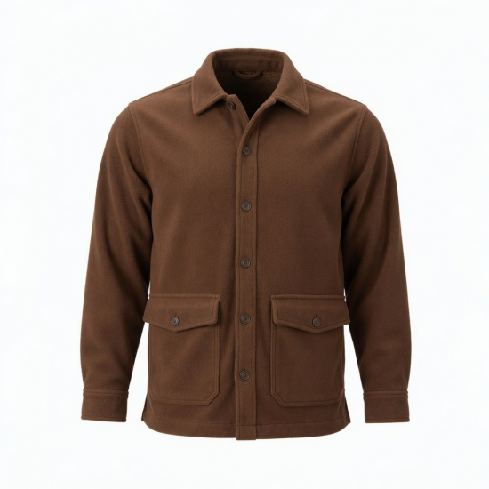 BC Clothing Co. Brown Fleece Button Front Jacket Collared Pockets Mens L