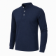Mens Grandad Polo Shirts Long Sleeve Smart Work Business Golf Casual Solid Tops