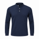 Mens Grandad Polo Shirts Long Sleeve Smart Work Business Golf Casual Solid Tops