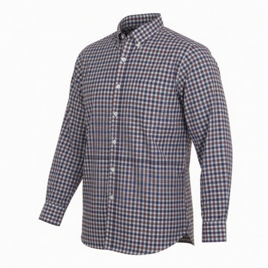 Mens Game Tattersall One Pocket Casual Long Sleeve Collared Check Shirt