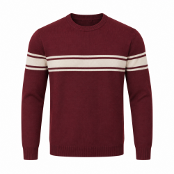 Mens Burgundy Stripe Fine Gauge Mod Racing Jumper