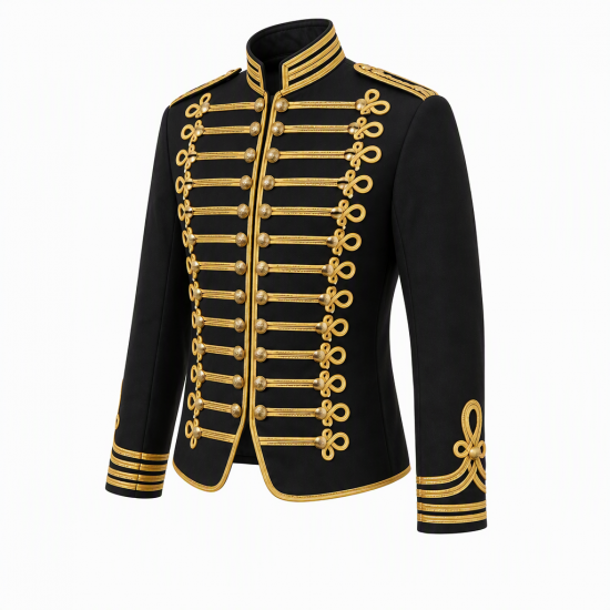 Mens Hussar Jacket Full Sleeve Steampunk Napoleon Military Drummer Parade Jacket