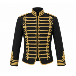 Mens Hussar Jacket Full Sleeve Steampunk Napoleon Military Drummer Parade Jacket