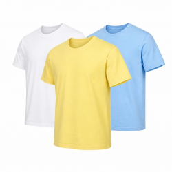Men’s 100% Cotton Crew Neck T‑Shirt – 3‑Pack | Yellow, White, Sky Blue | M–XL