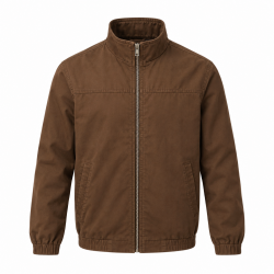 Attire Men's Brown Cotton Full Zip Jacket, Stand-Up Collar, XL Regular